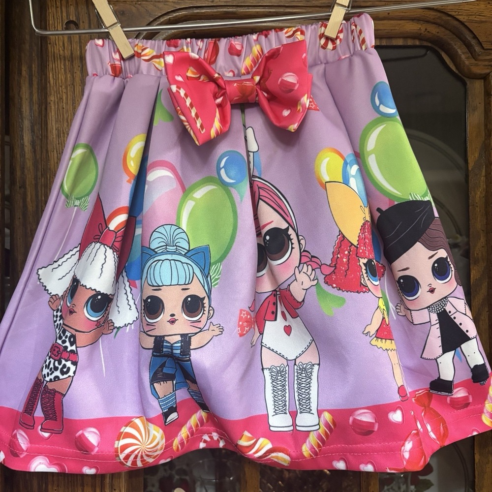LOL Girls A Line‎ Skirt Bright Multicolor Elastic Waist Now In Front Fits Size 6